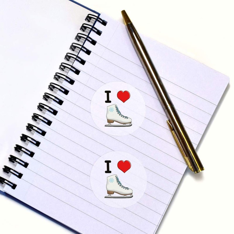 24 x 40mm Round 'I Love Ice Skating' Stickers (SK00046895)