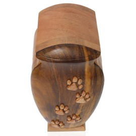 Royal Matter Wooden Cremation Pet Urn with Paw Print Design - Black Walnut and Beech - 40 Cubic Inches