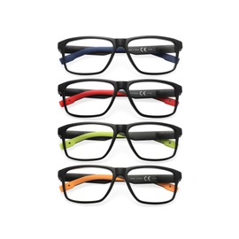 MODFANS Reading Glasses Men Oversized Readers,4 Pack Large Blue Light Reading Glasses for women Rubber Temple with Spring Hinge Eyeglasses 4.5