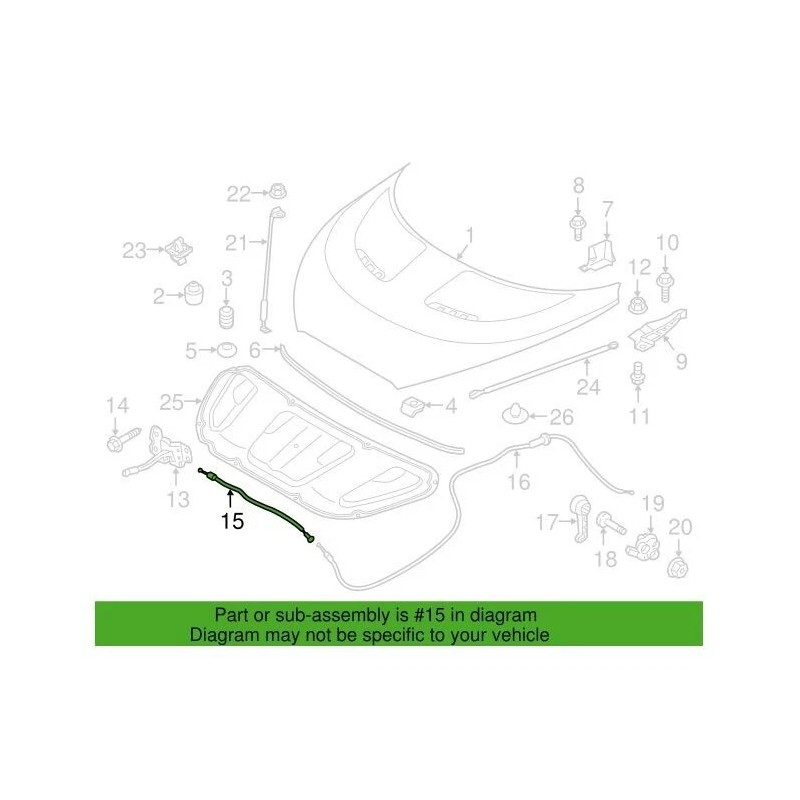 Hyundai MOBIS Genuine Hood Latch Release Cable for 2012-2017 Hyundai