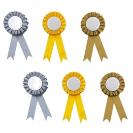 LunarCharm Pack of 6 Hobby Horse, Rosettes for Winners, Bow in Gold, Silver and Copper for Horse Accessories, Hobby Horse Rosettes, Hobby Horse Accessories, multicoloured