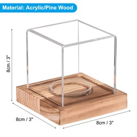 sourcing map Baseball Display Case with Wooden Base, Acrylic Baseball Holders for Display Memorabilia Ball Showcase Walnut Wood