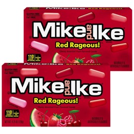 Mike and Ike Candy Red Rageous Flavor, 2 Pack of Movie Theater Candy Boxes 4.25OZ Each, Perfect Theater Box Candies for Sharing with Friends