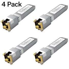 4PCS 10GBASE-T SFP+ RJ45 Copper Transceiver Module, Multi-Rate 1.25G/2.5G/5G/10G up to 30m - Compatible with TP-Link, Cisco SFP-10G-T-S, Ubiquiti UF-RJ45-10G, Netgear, Broadcom, Mikrotik and More