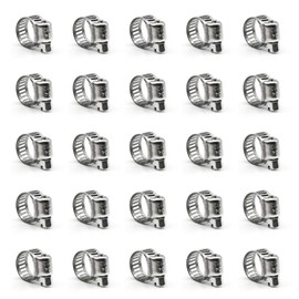 ZIPCCI Hose Clamp, 25 Pack Stainless Steel Worm Gear fuel line hose clamps, 6-12mm (1/4-1/2 inch)