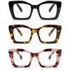 Chiccool Oprah Style Reading Glasses for Women,3 Pack Oversized Square