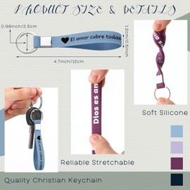 Foilswirl 100 Pcs Christian Keychain Bulk Spanish Bible Verse Keychain Silicone Inspirational Keychains for Religious Church Gifts Spanish Bible Gifts to Christmas Church Employee Favors