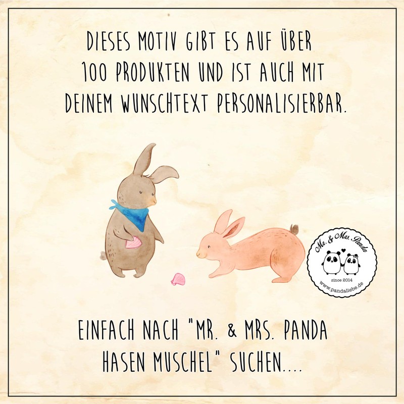 Mr. & Mrs. Panda Handtaschenspiegel quadratisch Hasen Muschel - Geschenk,
