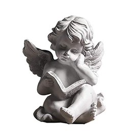 RealIdeas Reading Book Angel Statue with Cherub Wings - Guardian Angel Figurine for Home, Garden or Memorial