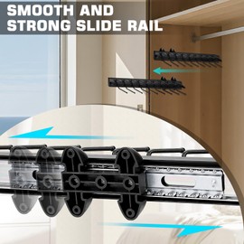 Sliding Tie Racks, 18 Tie Hanger Pull Out Belt Rack 16.5'' Aluminum Alloy Extendable Wardrobe Closet Organizer with 18 Hooks for Belts, Ties, and Scarves, 16.5'' x 3.15''(Sprayed Black)