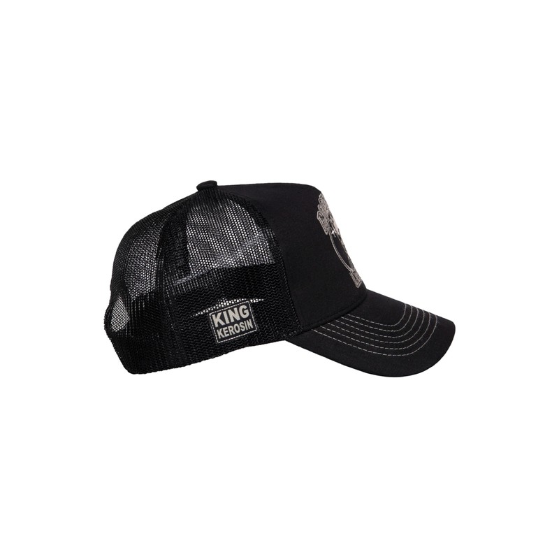 King Kerosin Men's Trucker Cap Curved Fixed Peak Embroidery Rock