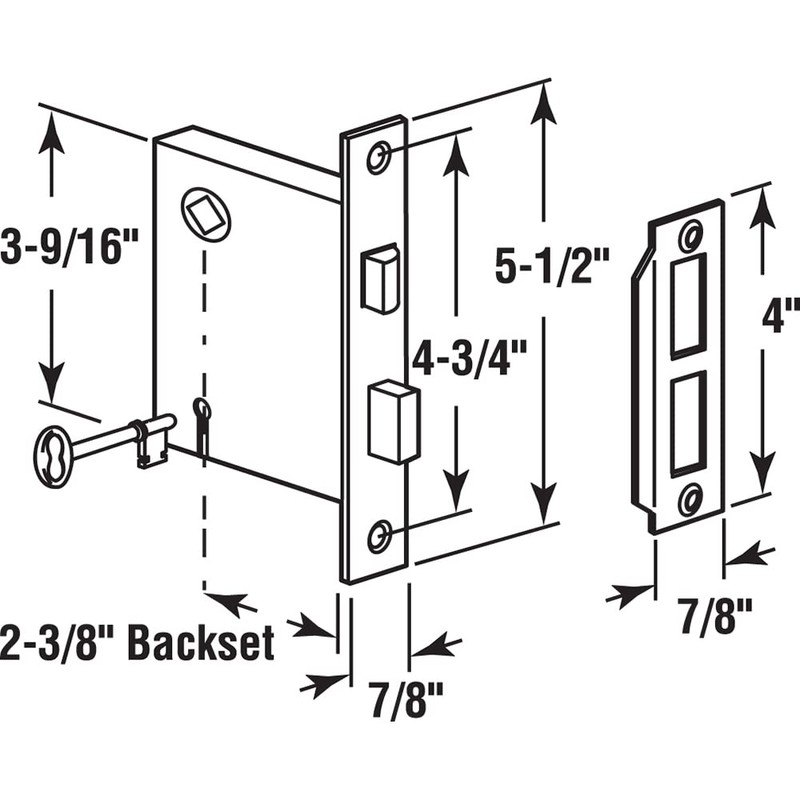 Prime-Line E 2294 Vintage Style Indoor Mortise Lock Assembly Kit