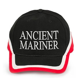 4sold 100% Cotton Ancient Mariner, Captain Cabin Boy Crew First Mate Yachting Baseball Cap Inscription Lettering Red Black White (Ancient Mariner)