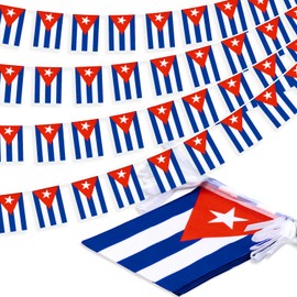 Cuba String Flag Pennant Banner, Small Mini Cuban Flags Bunting Banner, National Country Decoration for School, Party, Sports Events, Patriotic Festival, 33 Feet 30 Flags