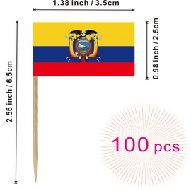 Ecuador Toothpick Flag Ecuadoran Small Mini Cocktail Fruit Cupcakes Toppers Food Stick Flags Decorations,100 Pack