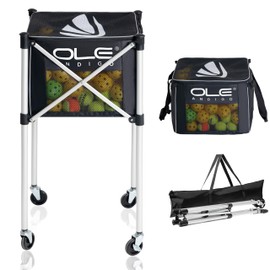 OLE ANDIGO Pickleball Cart,Tennis Balls Hopper,Can Holds 180 Pickleballs or 210 Tennis Balls,Lightweight Ball Cart with Wheels,Pickle Ball Equipment,Ball Caddy for Training Travel