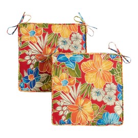 Greendale Home Fashions Outdoor 18-inch Square Reversible Seat Cushion, Aloha Crimson 2 Count
