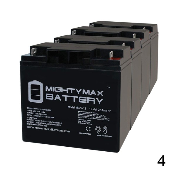 Mighty Max Battery ML22-12 - 12V 22AH SLA Battery Replaces 51913 12896 ub12180 gp12170 np18-12 - 4 Pack Brand Product
