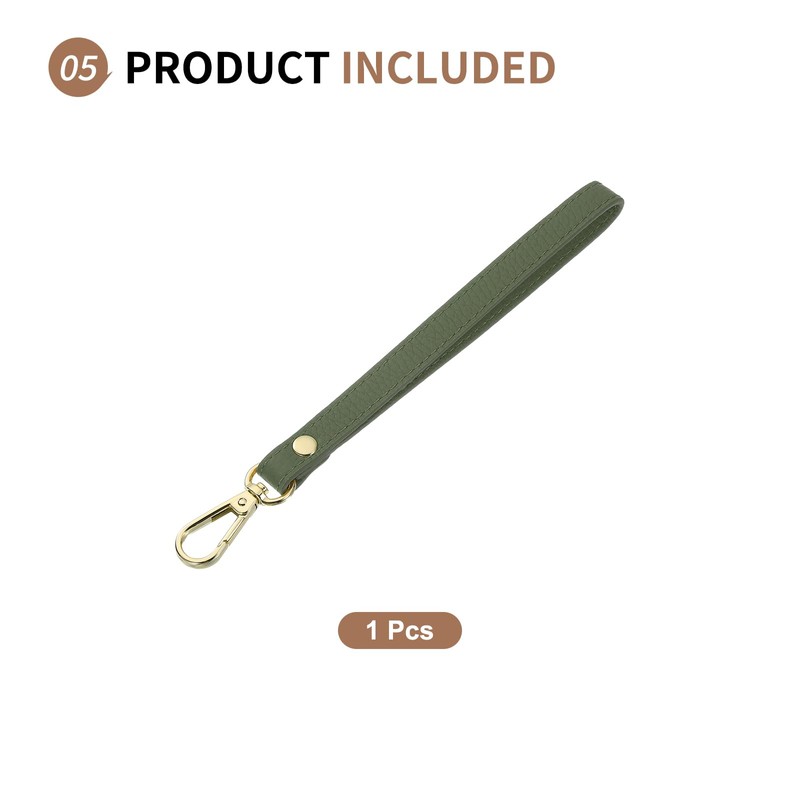 SUIKIHUM Leather Wristlet Strap, 20cm/7.87" Long KeyChain Hand Strap, Army