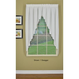 Today's Curtain CA2003K Orleans 63" Swagger Pair Tambour Scallop Edge Curtain, White, 80" W x 63" L
