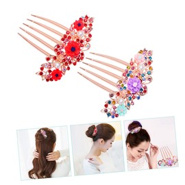 Baluue 2pcs Rhinestone Flower Hair Comb Clip Wedding Bride Headpiece for Girls Headpin for Women
