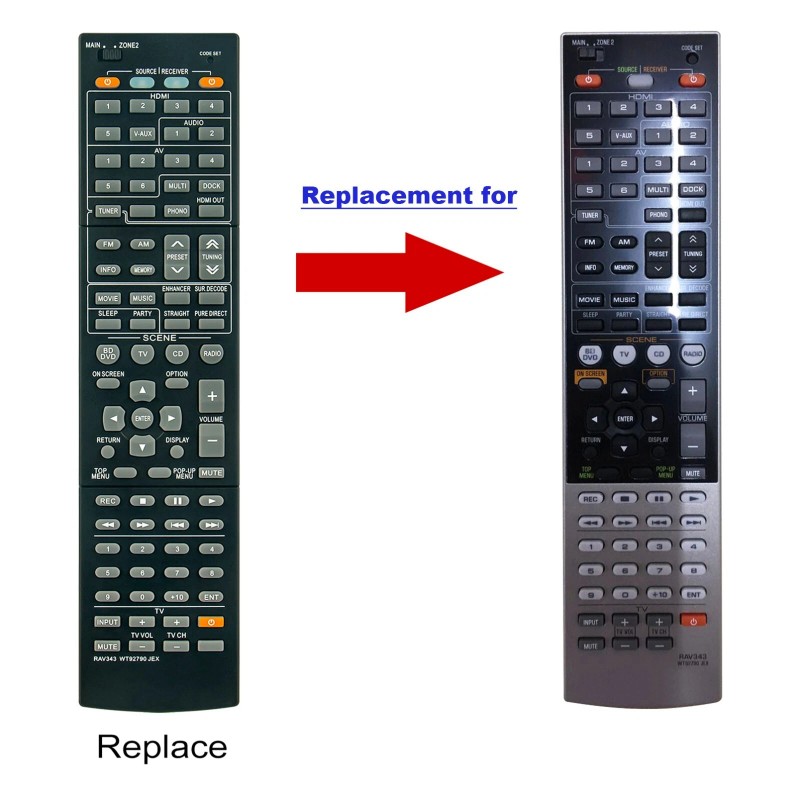 For Yamaha RAV343 WT92790JEX Replace Remote for Yamaha RX-V667 RX-V767
