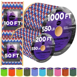 TECEUM Utility Nylon Rope Patriot – 1000 ft– 4mm – Heavy Duty Rope – Tent Cord – Outdoor Сamping Rope –Camping Hiking Gear and Equipment – EDC Cord – Strong Survival Rope 910b