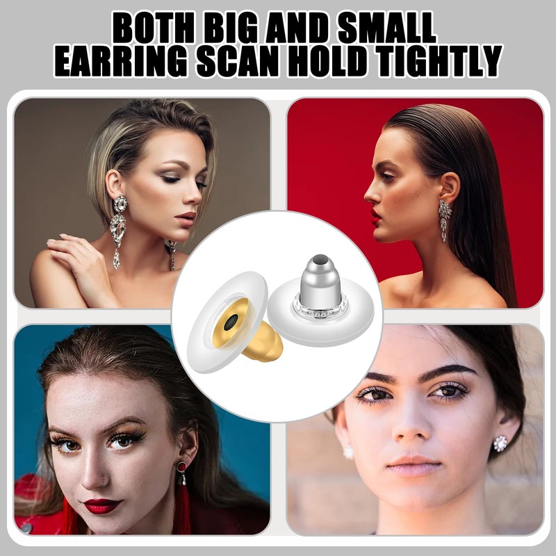 200 Pcs Earring Backs, Soft Transparent Earring Backs Bullet Clutch