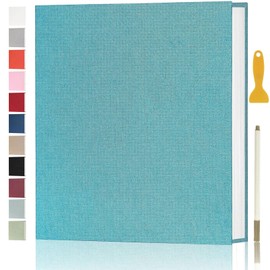 Photo Album Self Adhesive Pages for 4x6 5x7 8x10 Pictures Scrapbook Magnetic Photo Albums with Sticky Pages Books with A Metallic Pen for Baby Wedding Family 11x10.6 LightBlue 40 Pages