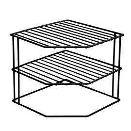 Smart Design 3-Tier Kitchen Corner Shelf Rack - Steel Metal Frame - Rust Resistant Finish - Cups, Dishes, Cabinet and Pantry Organizer - Kitchen - 9 x 7.9 inch - Black