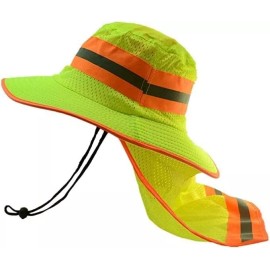 Unbranded Lime Green HI VIS Sun Hat with Reflective Stripe - High Visibility