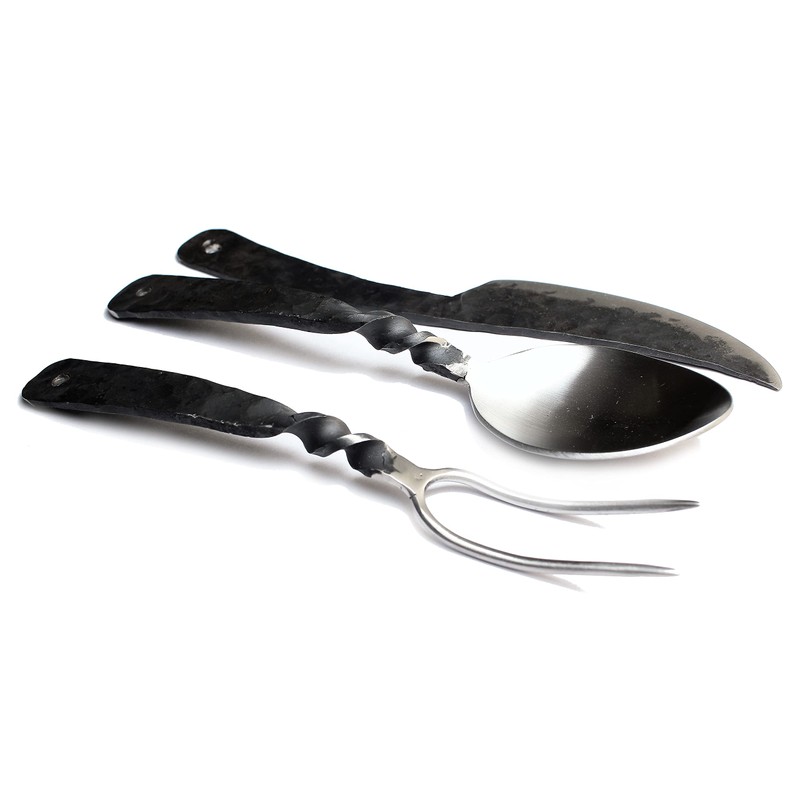 Handforged Medieval Cutlery Set - Stainless Steel Knife, Fork and