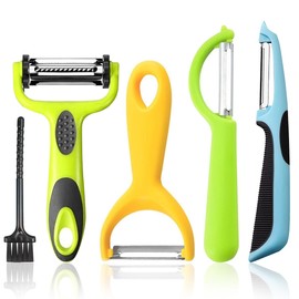 Kit 5 Piezas Pelador de Verduras y Papas, Rallador de Verduras, 3 en 1 Giratorio, Herramienta Cocina Antideslizante Duradera, para La del Cualquier Hogar