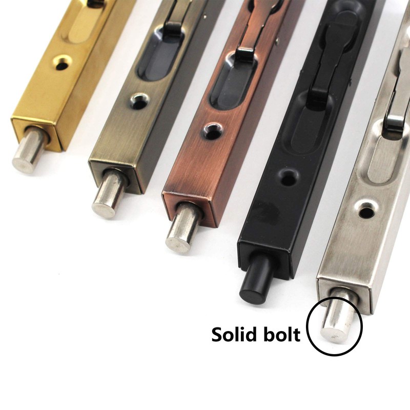 6 Inch Stainless Steel Slide Door Latch Bolt Black Flush