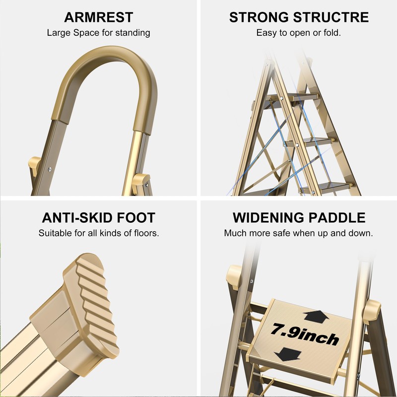 GameGem Lightweight Aluminum 6 Step Ladder for 12 Feet High