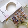 Flower Press on Nails Short Almond Glue on Nails Spring