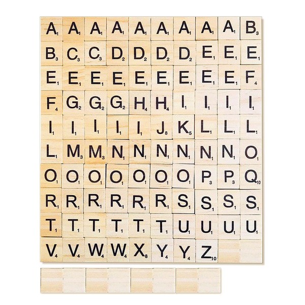 108 Wooden Letters A to Z Jigsaw Puzzle Wooden Letters Craft Gift Bedroom Decor (Contains 10 Pieces of Blank Wood)