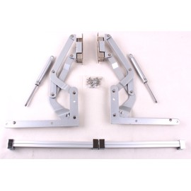 Cabinet Door Vertical Swing Lift Up Stay Pneumatic Arm Kitchen Mechanism Hinges (Silver)