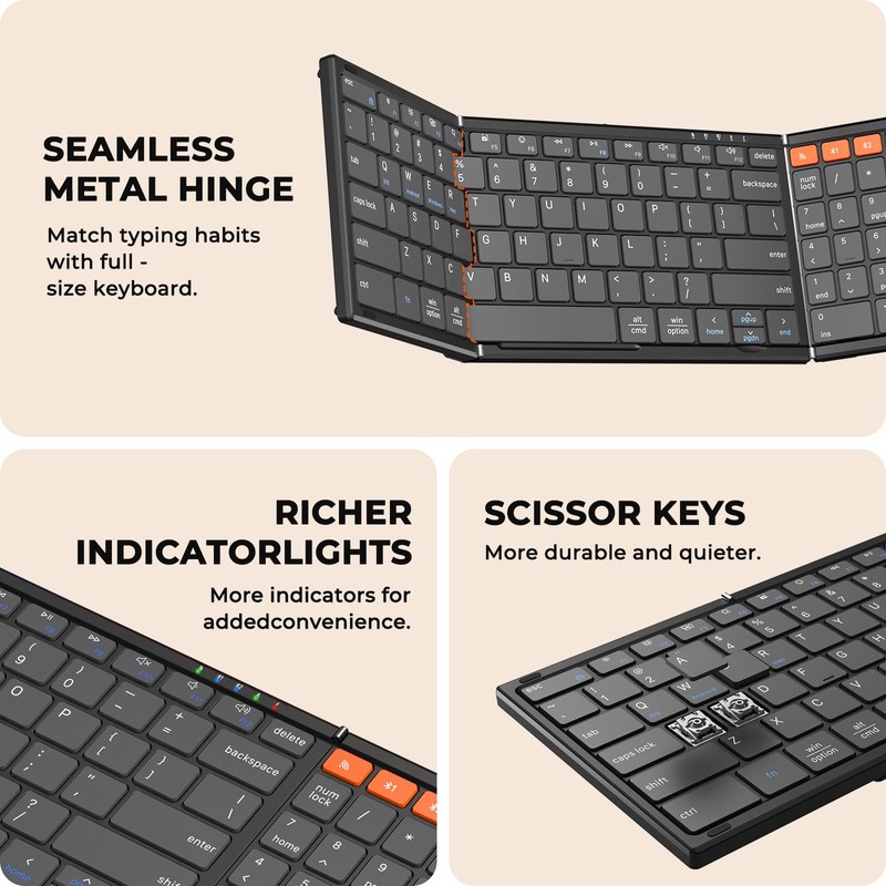 MEETION Foldable Wireless Keyboard and Mouse Combo, Rechargeable, Black