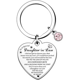 HULALA Daughter In Law Gifts For Birthday Christmas Wedding Day Lovely Daughter In Law Heart Keyring Keychain With Loving Words
