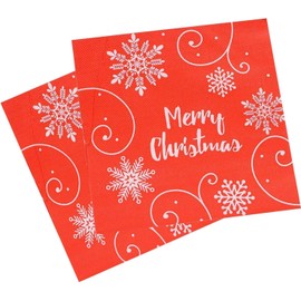 Christmas Paper Napkins, 60Pcs Christmas Napkins Disposable Dinner Napkins Christmas Cocktail Napkins (A - Snowflake)