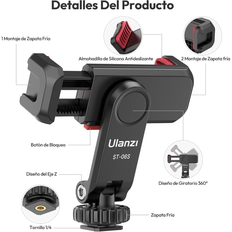 ULANZI ST-06S Adaptador Ajustable Soporte trípode Celular