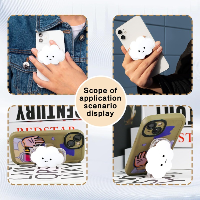 Yuibthr Phone Grip Cute 2D Cloud Shape Collapsible Expandable, Smartphone