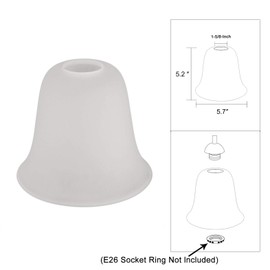 Giluta 6 Pack Bell Shaped Glass Shade Replacement Frosted Light Fixture Shades for ceiling fan light wall light,Lipless with 1-5/8-inch Fitter Opening