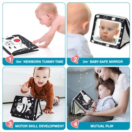 EverLove Tummy Time Mirror for Babies - Black and White Tummy Time Toys for Infants - High Contrast Baby Toys for Newborn - Baby Sensory Toys - Best Gift for 0 3 6 9 Months Baby (Tummy Time Mirror)