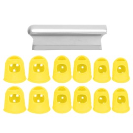 Guitar Sliding Bar Zinc Alloy Grooves Round Tip with 12 Silicone Finger Protectors for UkuleleYellow