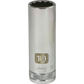 Tools 1/2" Drive 12 Point Metric, 19mm Deep Length, Chrome Socket, Mfr: D015719-A
