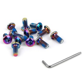 WJUAN Pack of 12 Bicycle Bolts, Colourful Alloy Steel, Brake Discs Screws, Strong Heat Dissipation Performance, with Wrench, Stem Screws, Suitable for Road Bikes, General Bicycles