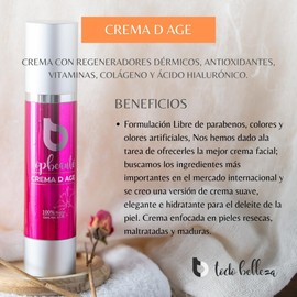 Top Beauté - Crema Facial Antiarrugas Antiedad Mujer Premium Antiage - Regeneradora y Nutritiva - Colágeno y Ácido Hialurónico Crema D'Age 50ml regeneradores dérmicos, antioxidantes y vitaminas