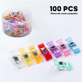 Clips de Costura Plástico de Colores para Costura 100 piezas Pinzas para Coser Acolchado Manualidades Oficina (Mezcla de colores-100PCS)